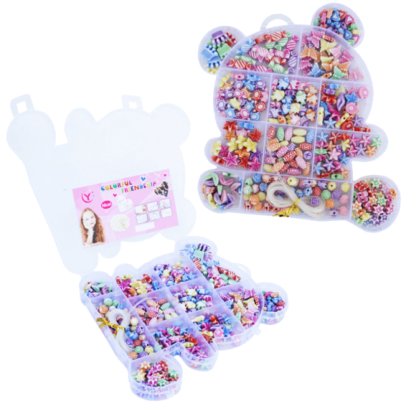 Set creativ margele cutie plastic ursulet